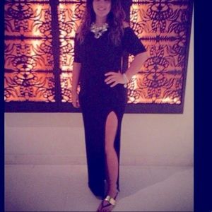 Black Maxi Dress with Cutout Shoulder